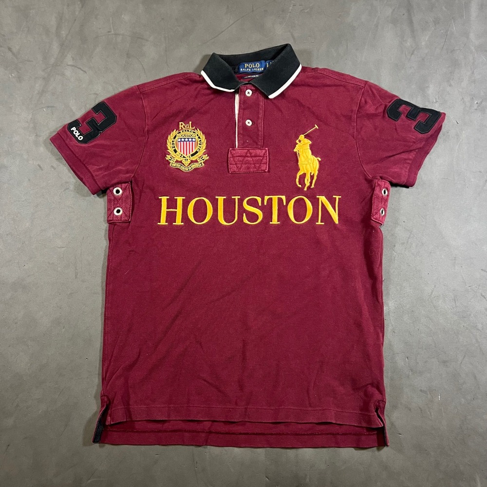 Polo Ralph Lauren Houston Big Pony Polo Shirt Mens Small Burgundy Custom Slim